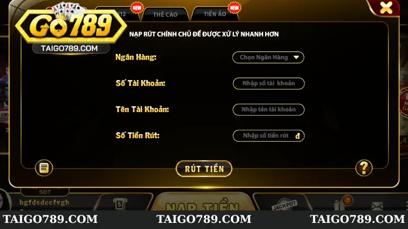 Hướng dẫn cách rút tiền Go789